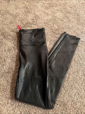 SPANX Black Faux-Leather Leggings